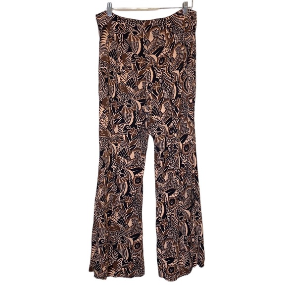 By Anthropologie Drapey Flare Bell Bottom Mod Tropical Tribal Print Pant 14 - Picture 4 of 16